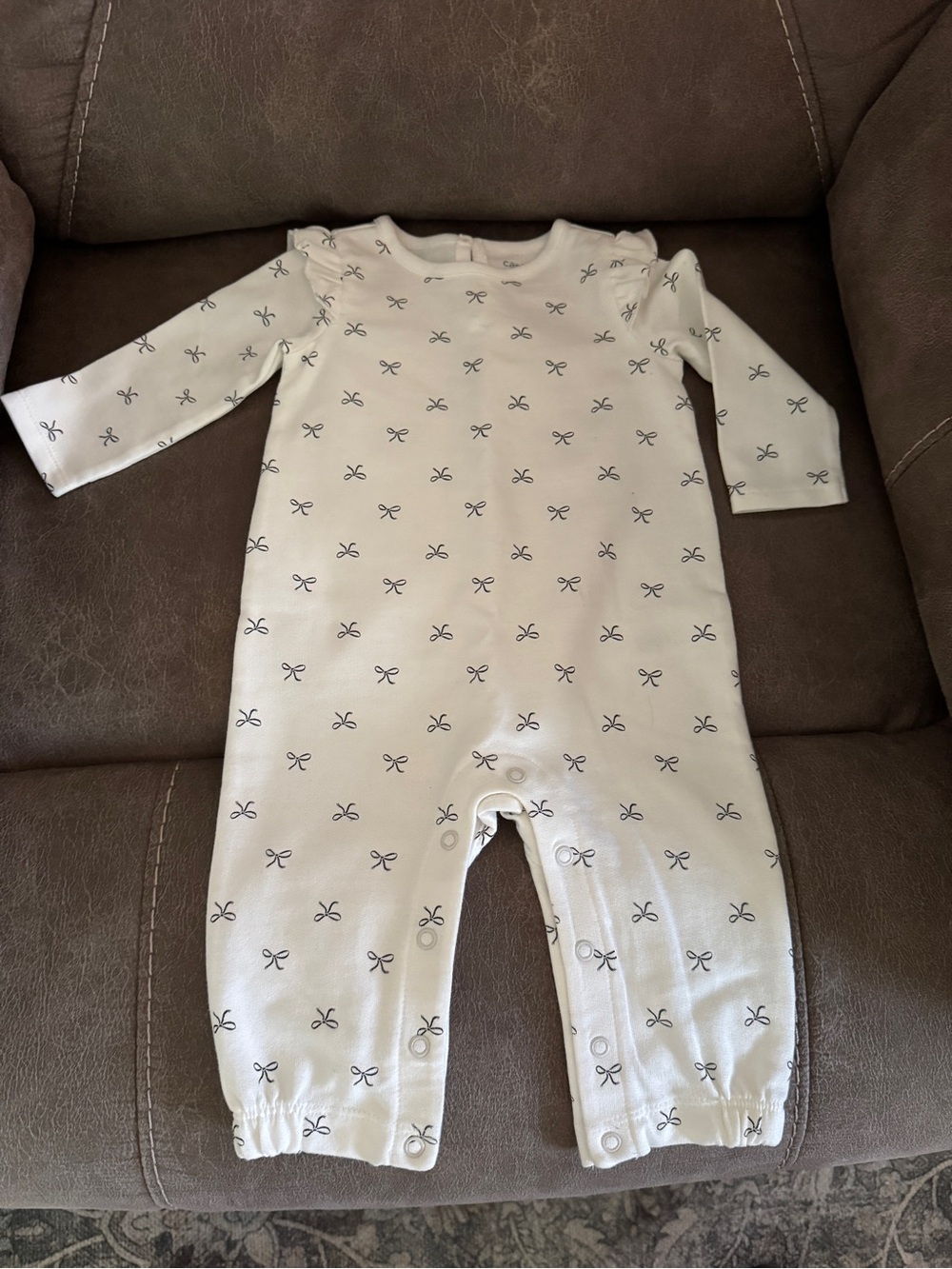 Soft Bow-Print One-Piece Romper 6mo
